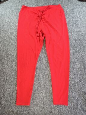 PINK Victoria’s Secret High Waist Leggings 2XL Red Scrunch Drawstring Activewear